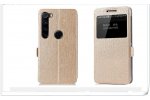 Фирменный оригинальный чехол-книжка для Xiaomi Redmi 9 золотой с окошком для входящих вызовов водоотталкивающий